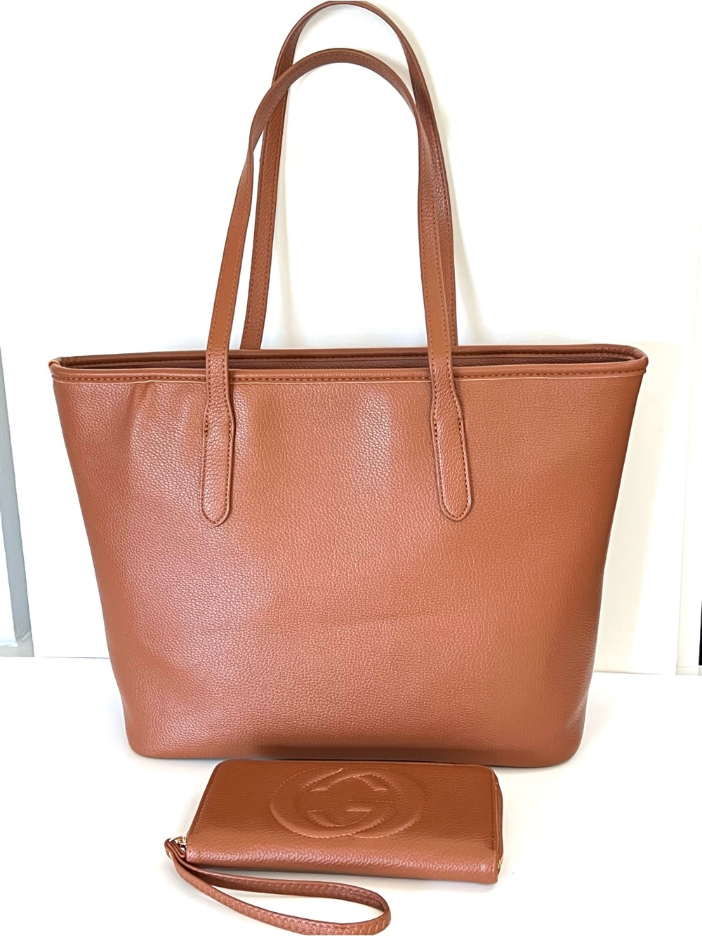 No Brand Fashion GC Tan Tote Bag With Matching Continental Wallet NWT - Picture 9 of 13